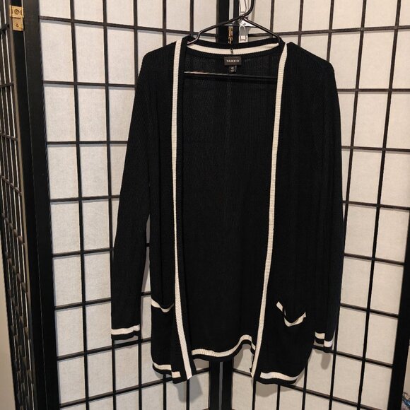 torrid Sweaters - Black Ribbed Varsity Cardigan - Medium